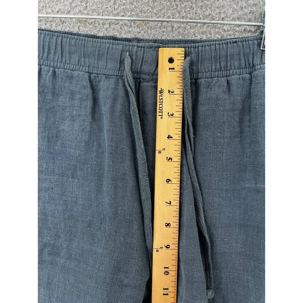 Faherty Brand Mens Linen Blend Jogger Pants Charcoal Gray Drawstring Size Large
